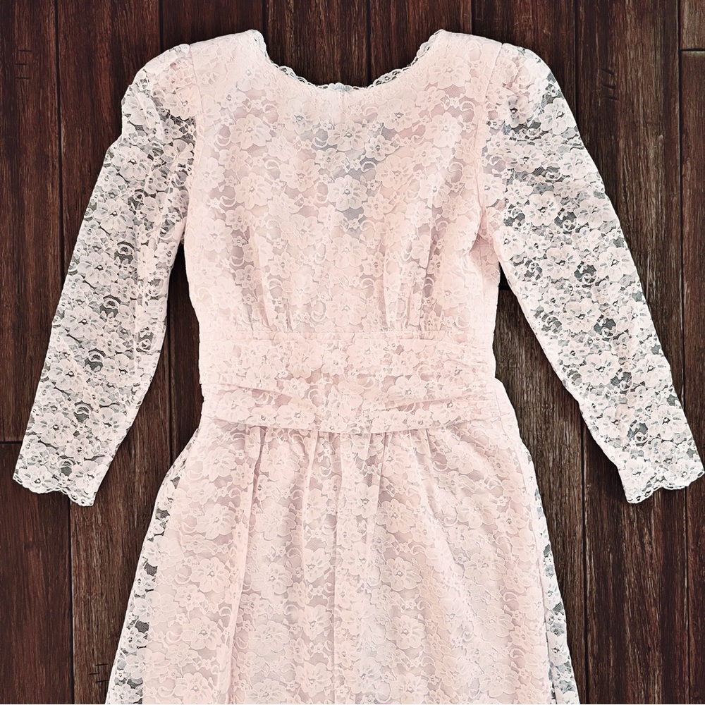 Vintage 80s Petal Pink Lace Maxi Dress 10 Cottagecore Victorian Wedding Coquette